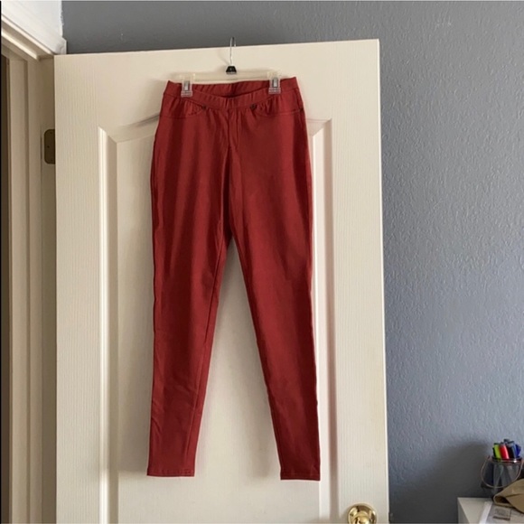 🆕🧡Burnt Orange Denim Jeggings Leggings LILDY S/M - Picture 5 of 9